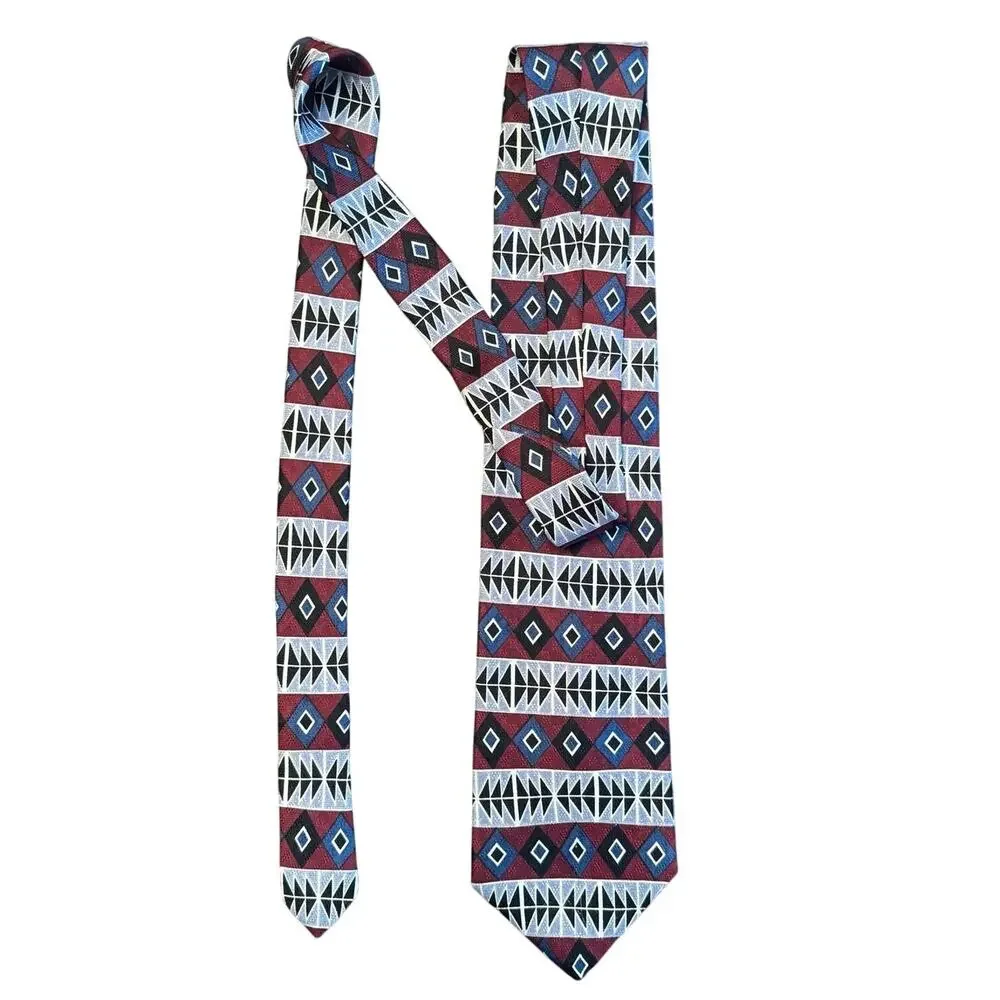 Zianetti Italian Silk Collection Men's Multicolor Geometric Foulard Necktie Tie